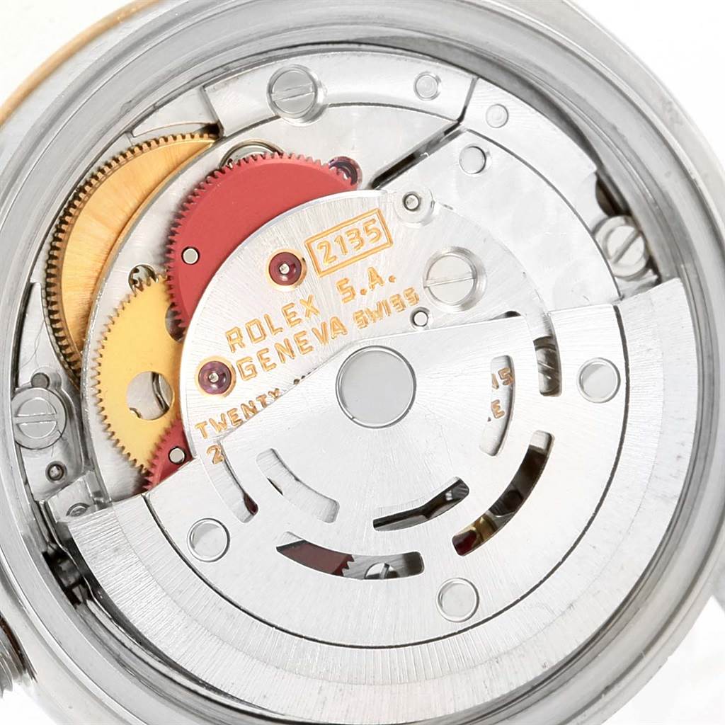 The image shows the movement and internal mechanics of a Rolex Datejust 69173 Women's Stainless Steel Champagne Dial 69173 Women's Stainless Steel Champagne Dial watch viewed from the back.