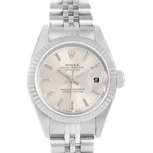 Photo of Rolex Datejust Ladies Steel 18k White Gold Silver Dial Watch 79174