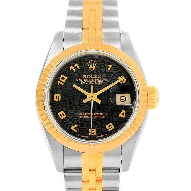 Rolex Datejust Steel Yellow Gold Black Jubilee Dial Ladies Watch 69173 SwissWatchExpo
