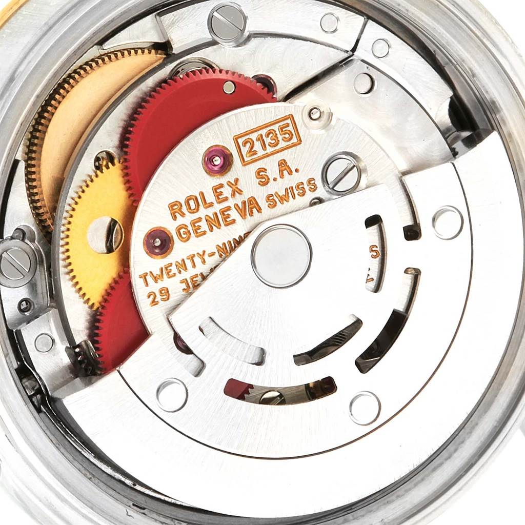 This image shows the intricate internal mechanism of the Rolex Datejust 69173 Women's Stainless Steel Grey Dial 69173 Women's Stainless Steel Grey Dial watch model, highlighting its movement components.