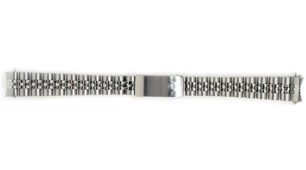 The image shows a Rolex Datejust 69174 Women's Stainless Steel Black Dial 69174 Women's Stainless Steel Black Dial watch bracelet with a Jubilee-style metal strap viewed from the top.