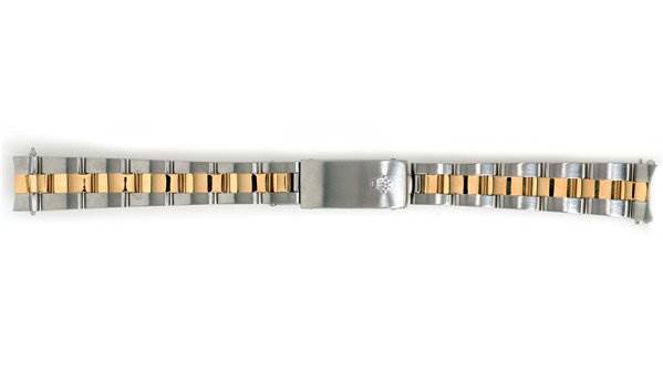 The image shows a two-tone steel and gold bracelet for a Rolex Datejust 69173 Women's Stainless Steel Black Dial 69173 Women's Stainless Steel Black Dial watch, viewed from above.