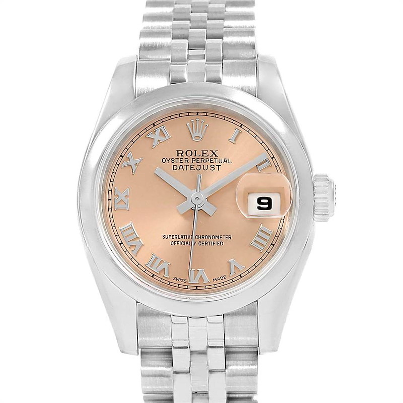 Rolex Datejust 26 Salmon Roman Dial Steel Ladies Watch 179160 SwissWatchExpo