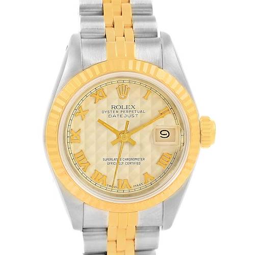 Photo of Rolex Datejust Steel Yellow Gold Ivory Pyramid Dial Ladies Watch 69173