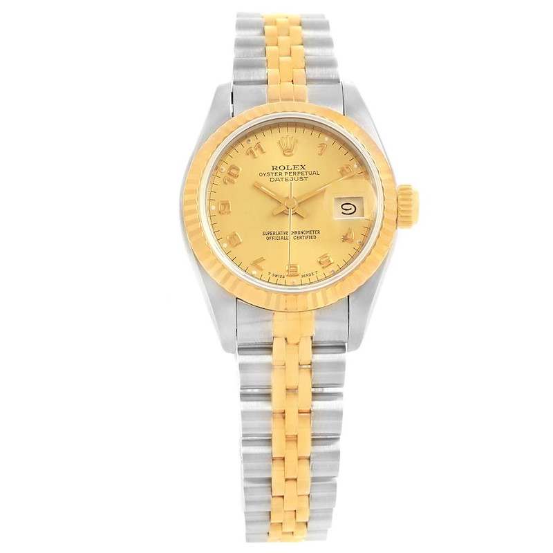 Rolex Datejust Steel 18K Yellow Gold Arabic Numerals Ladies Watch 69173 SwissWatchExpo