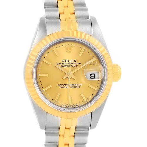 Photo of Rolex Datejust Steel Yellow Gold Baton Numerals 26mm Ladies Watch 69173