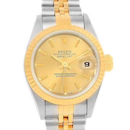 Photo of Rolex Datejust Steel Yellow Gold Baton Hour Markers Ladies Watch 69173