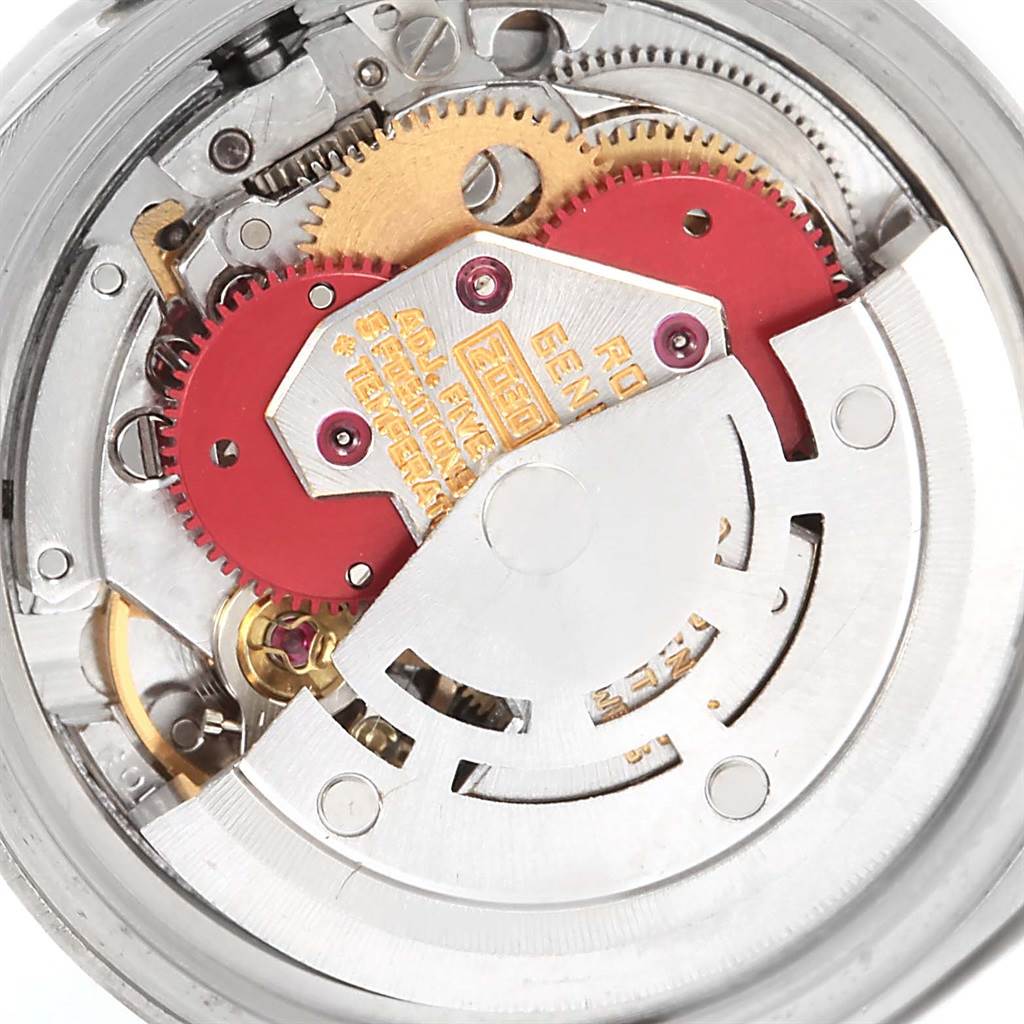 This image shows the inner mechanical movement of a Rolex Datejust 6917 Women's Stainless Steel Champagne Dial 6917 Women's Stainless Steel Champagne Dial watch viewed from the back.
