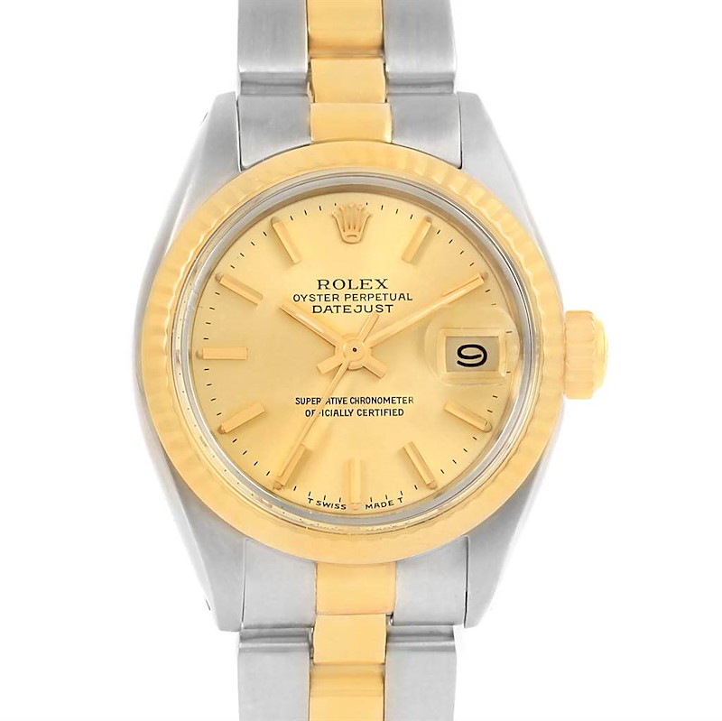 Rolex Datejust Steel Yellow Gold Baton Hour Markers Ladies Watch 6917 SwissWatchExpo
