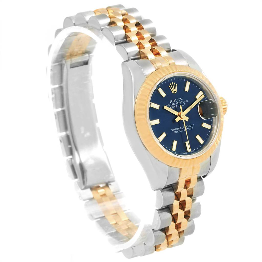 Rolex Datejust 26 Ladies Steel Yellow Gold Blue Dial Watch 179173 ...