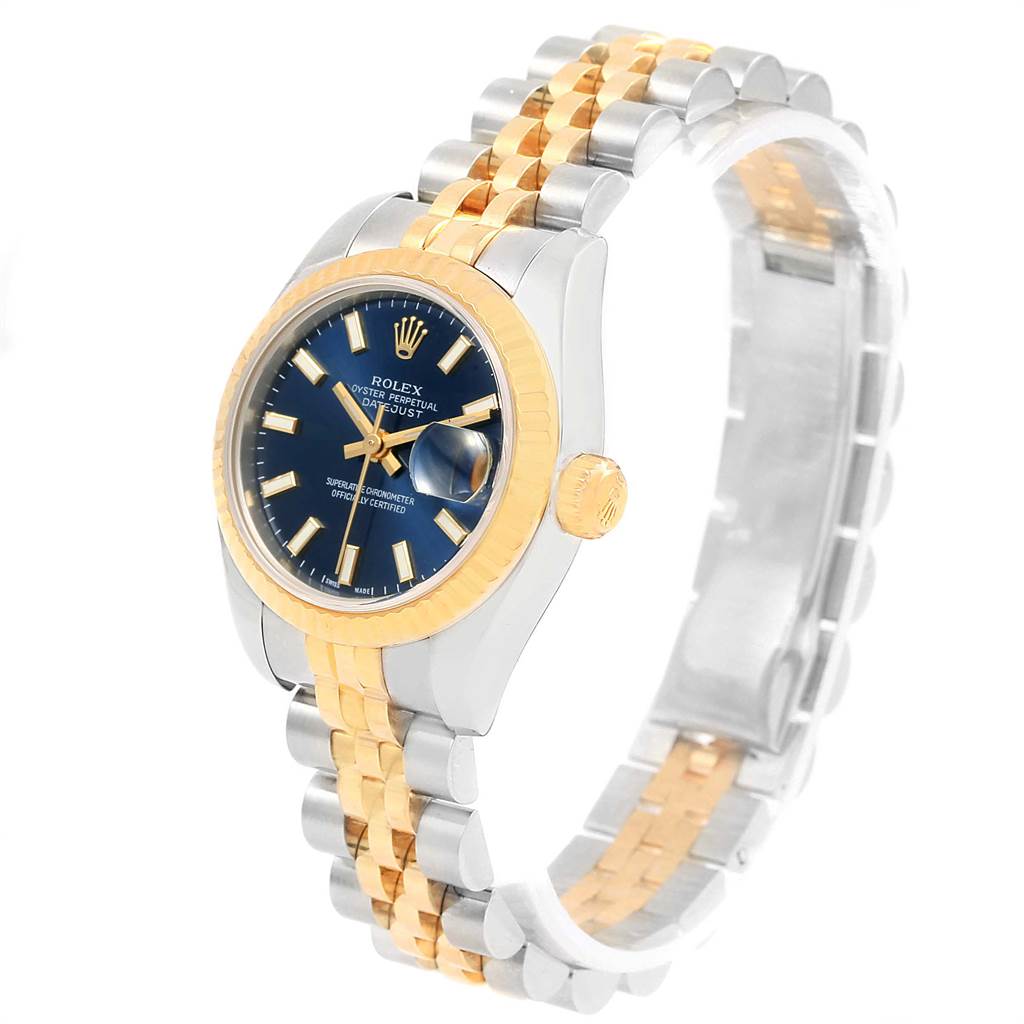 Rolex Datejust 26 Ladies Steel Yellow Gold Blue Dial Watch 179173 ...