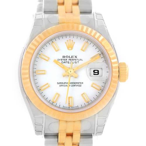 Photo of Rolex Datejust Ladies Steel Yellow Gold White Dial Watch 179173 Unworn