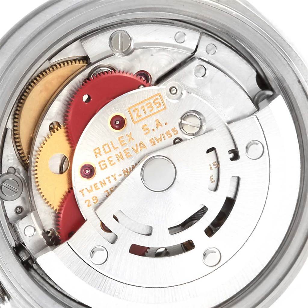 The image shows a close-up of the movement and internal mechanism of a Rolex Datejust 69174 Women's Stainless Steel Silver Dial 69174 Women's Stainless Steel Silver Dial watch.