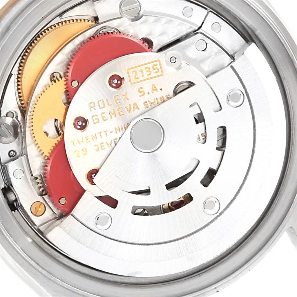 This is the internal mechanical movement of a Rolex Datejust 69173 Women's Stainless Steel Champagne Dial 69173 Women's Stainless Steel Champagne Dial watch, viewed from the back.