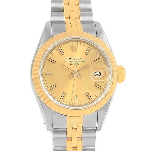Photo of Rolex Datejust Steel Yellow Gold Baton Markers 26mm Ladies Watch 69173
