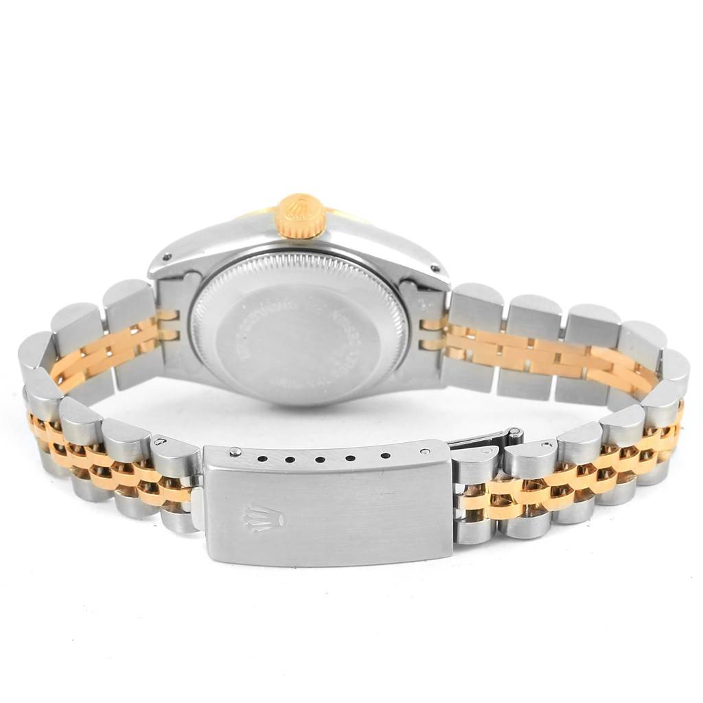 The image shows the back and bracelet clasp of the Rolex Datejust 69173 Women's Stainless Steel Brown Dial 69173 Women's Stainless Steel Brown Dial watch.