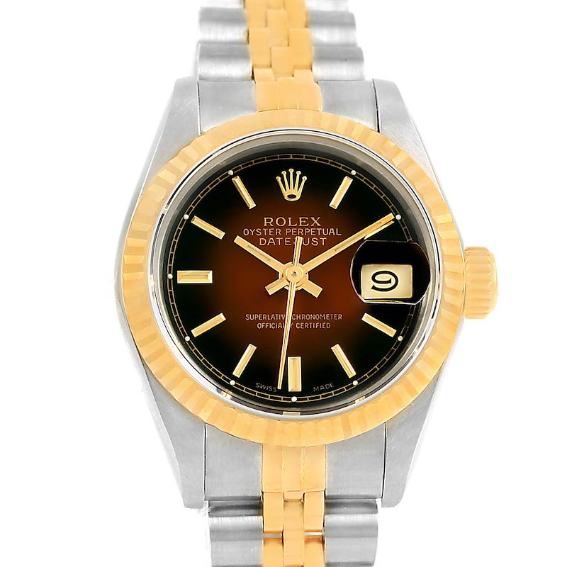 Rolex Datejust 26mm Steel Yellow Gold Vignette Dial Ladies Watch 69173 SwissWatchExpo