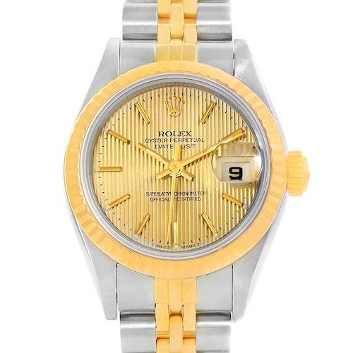 Photo of Rolex Datejust Steel Yellow Gold Tapestry Dial 26mm Ladies Watch 69173
