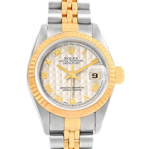 Photo of Rolex Datejust Steel Yellow Gold Ivory Pyramid Dial Ladies Watch 69173