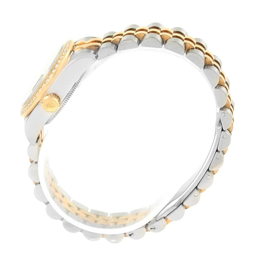 The image shows a side and partial view of the bracelet and case of a Rolex Datejust 179383 Women's Steel and Gold (two tone) Black Dial 179383 Women's Steel and Gold (two tone) Black Dial watch, highlighting its two-tone design.