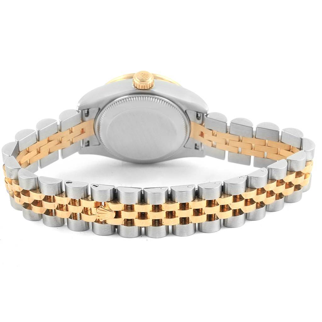 The image shows the back and bracelet of a Rolex Datejust 179383 Women's Steel and Gold (two tone) Black Dial 179383 Women's Steel and Gold (two tone) Black Dial, featuring a two-tone metal design.