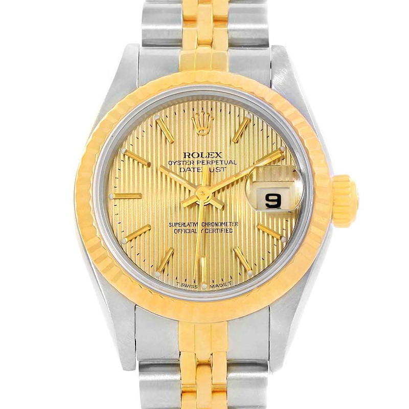 Rolex Datejust Steel Yellow Gold Tapestry Dial 26mm Ladies Watch 69173 SwissWatchExpo