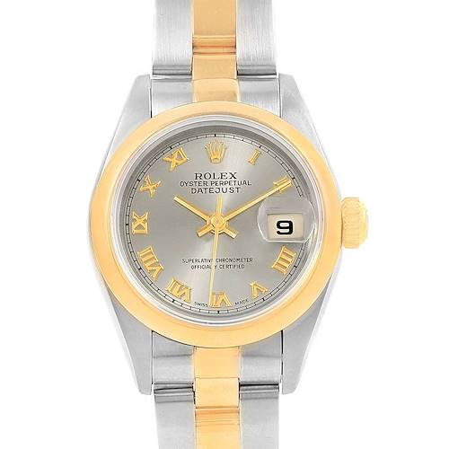 Photo of Rolex Datejust Steel Yellow Gold Slate Roman Dial Ladies Watch 69163