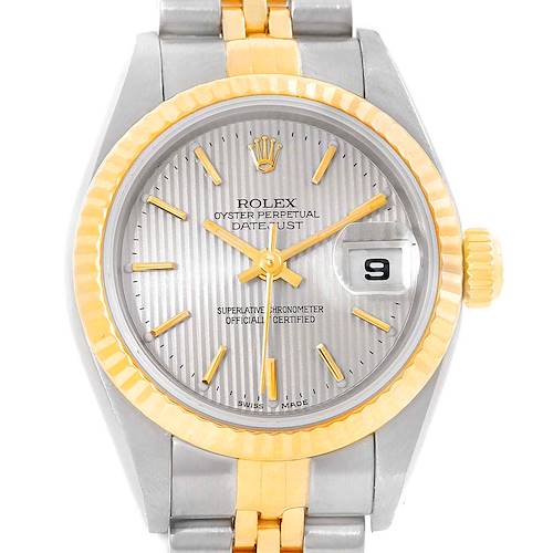 Photo of Rolex Datejust Steel Yellow Gold Silver Tapestry Dial Ladies Watch 79173