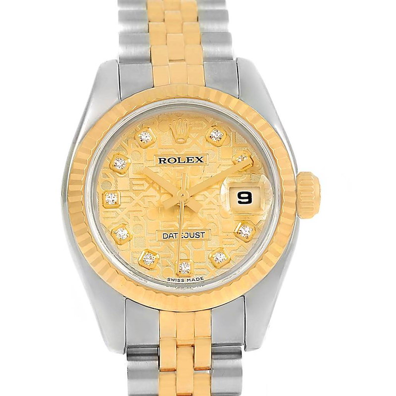 Rolex Datejust Steel Yellow Gold Anniversary Diamond Dial Watch 179173 SwissWatchExpo