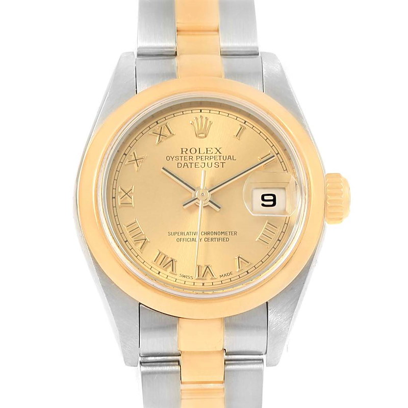 Rolex Datejust Steel Yellow Gold Champagne Roman Dial Ladies Watch 79163 SwissWatchExpo