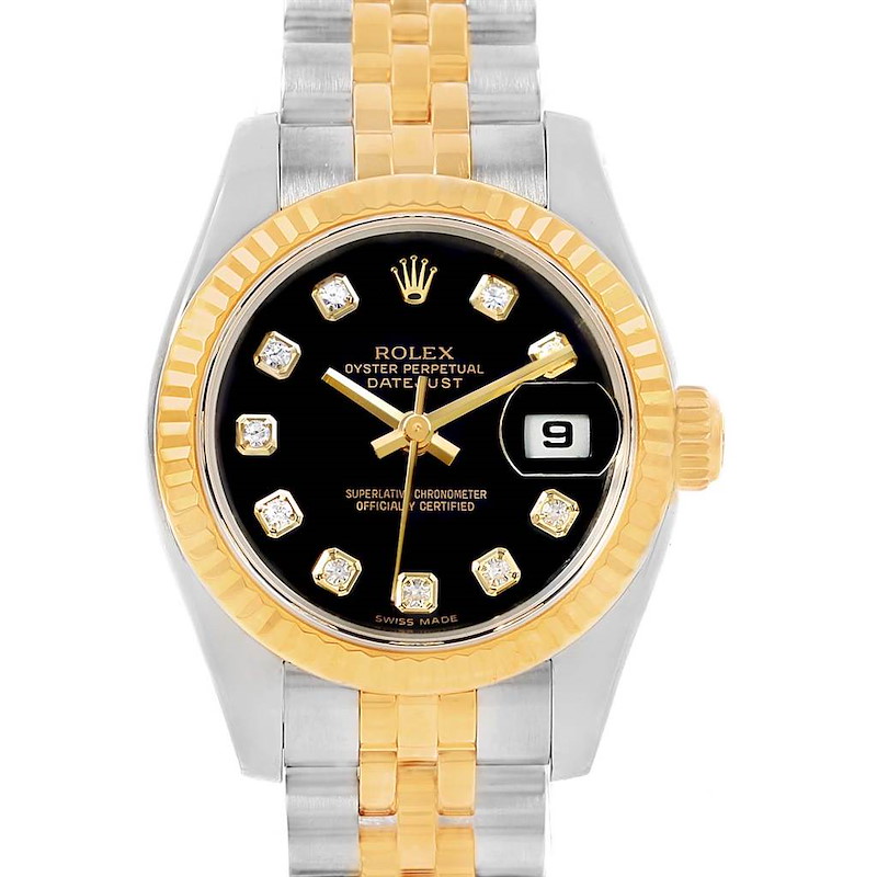 Rolex Datejust Steel Yellow Gold Diamond Ladies Watch 179173 Box Card SwissWatchExpo
