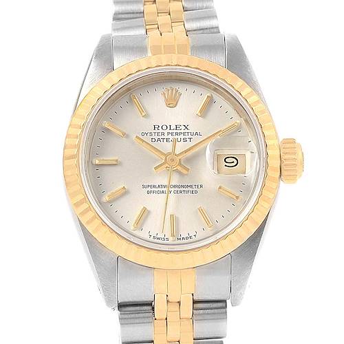 Photo of Rolex Datejust 26 Steel Yellow Gold Silver Baton Dial Ladies Watch 69173