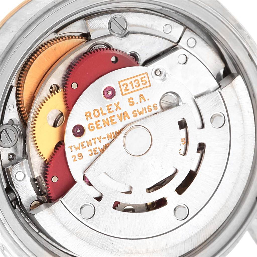 The image shows a close-up of the movement and internal mechanism of the Rolex Datejust 69173 Women's Stainless Steel White Dial 69173 Women's Stainless Steel White Dial watch.