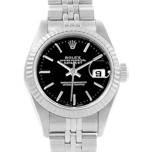 Photo of Rolex Datejust 26mm Steel White Gold Black Dial Ladies Watch 69174
