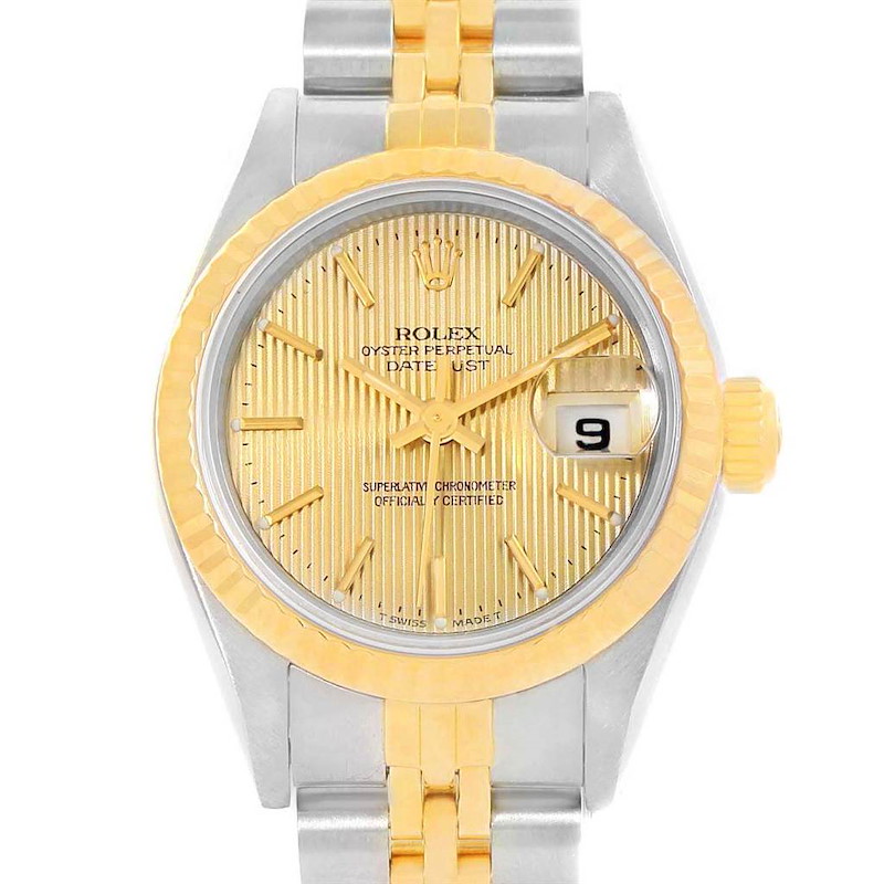 Rolex Datejust 26mm Steel Yellow Gold Tapestry Dial Ladies Watch 69173 SwissWatchExpo