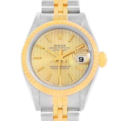 Photo of Rolex Datejust 26mm Steel Yellow Gold Tapestry Dial Ladies Watch 69173
