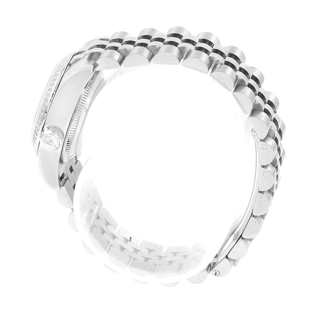 The image shows the side view of the bracelet and casing of a Rolex Datejust 179174 Women's Stainless Steel Mother of Pearl Dial 179174 Women's Stainless Steel Mother of Pearl Dial watch, highlighting the jubilee bracelet.