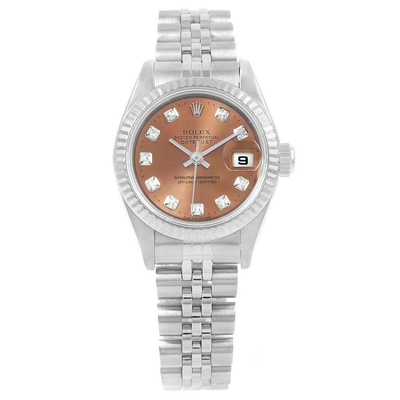 Rolex Datejust Salmon Diamond Dial Steel Ladies Watch 79174 SwissWatchExpo