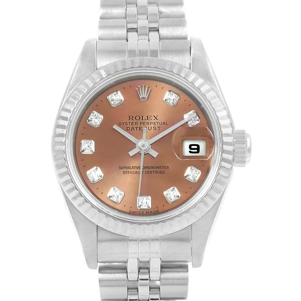 Rolex Datejust Salmon Diamond Dial Steel Ladies Watch 79174 ...