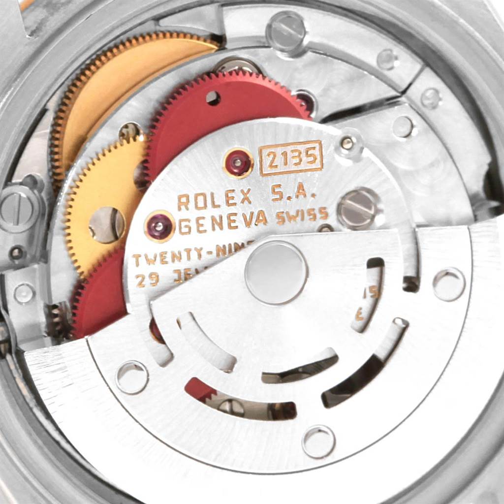 The image shows the internal mechanism of the Rolex 69173 Men's Stainless Steel Champagne Dial 69173 Men's Stainless Steel Champagne Dial Datejust Steel Yellow Gold Champagne Linen Dial Ladies Watch 69173 model.