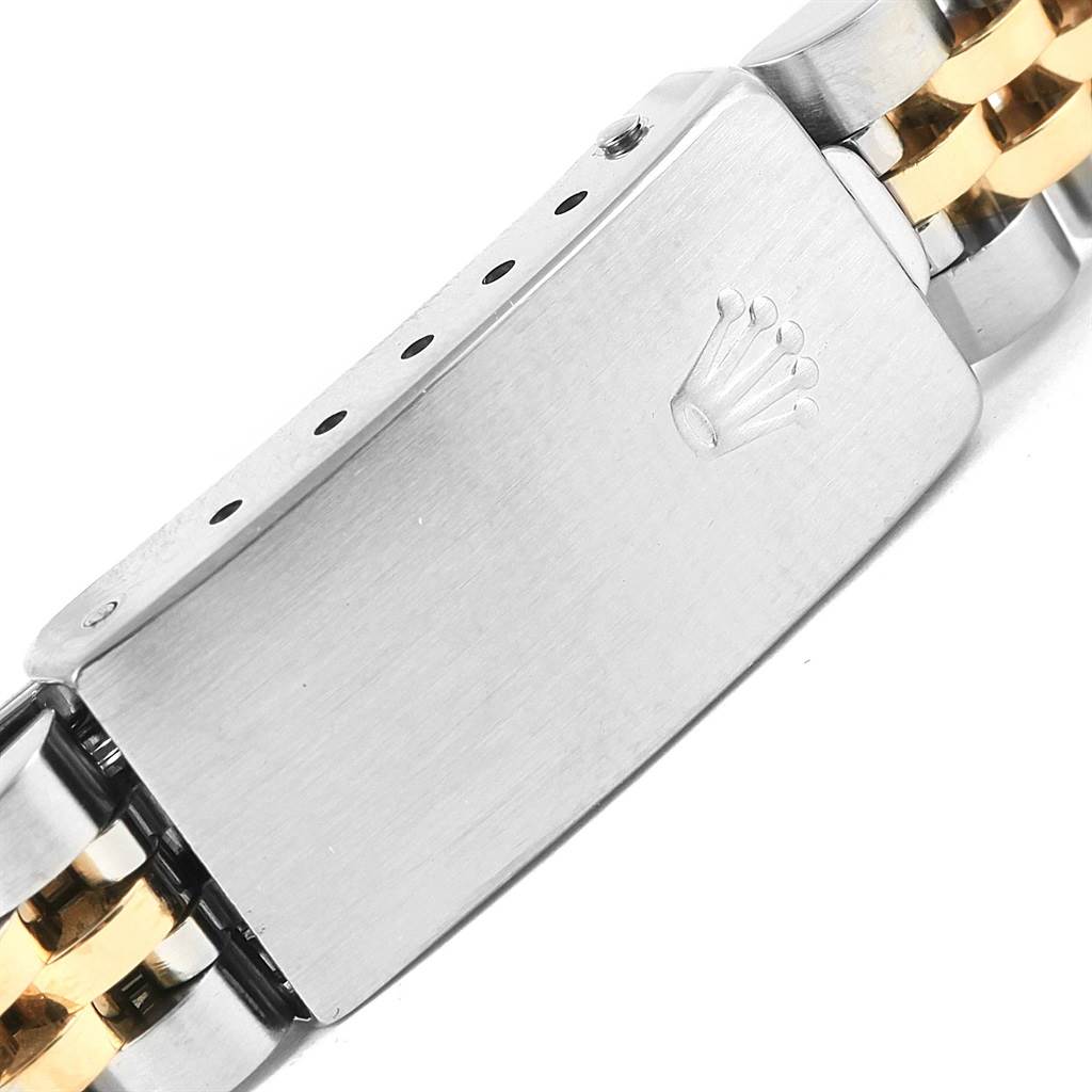 The image shows a clasp and part of the bracelet of the Rolex Datejust 69173 Women's Steel and Gold (two tone) Blue Dial 69173 Women's Steel and Gold (two tone) Blue Dial watch.