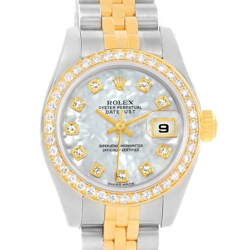 Rolex Datejust 26 Steel Yellow Gold MOP Diamond Watch 179383 Box Card SwissWatchExpo