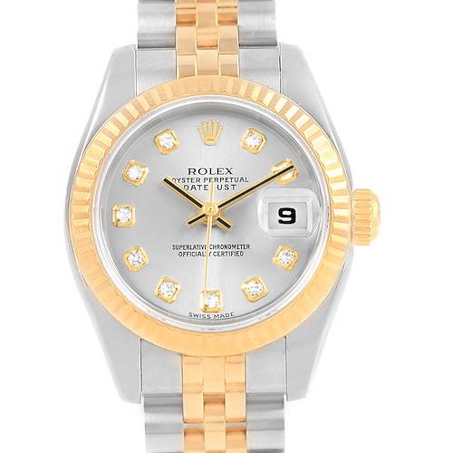 Photo of Rolex Datejust Steel Yellow Gold Silver Diamond Dial Ladies Watch 179173