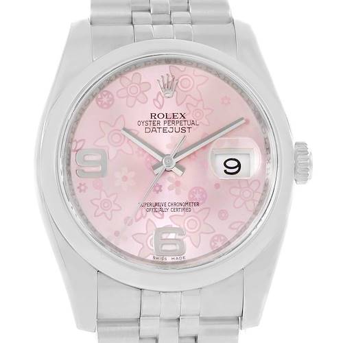 Photo of Rolex Datejust 36 Steel Pink Floral Dial Jubilee Bracelet Watch 116200