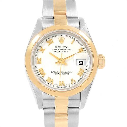 Photo of Rolex Datejust Steel Yellow Gold White Roman Dial Ladies Watch 69163