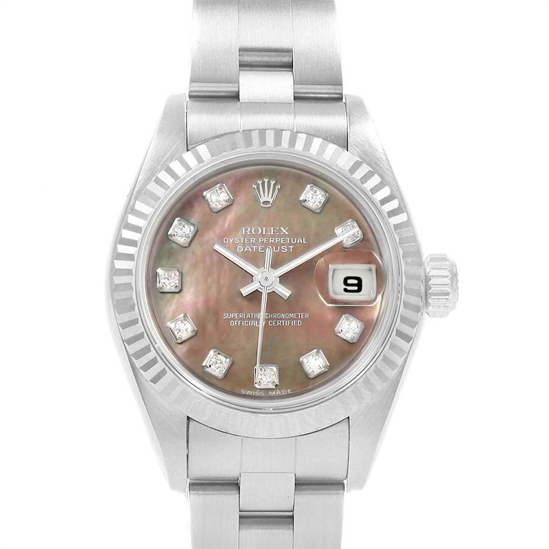 Rolex Datejust Tahitian MOP Diamond Steel White Gold Ladies Watch 79174 SwissWatchExpo