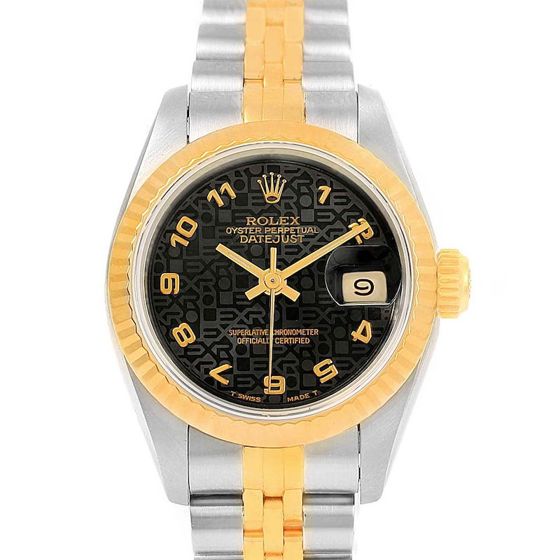 Rolex Datejust Steel Yellow Gold Black Jubilee Dial Ladies Watch 79173 SwissWatchExpo