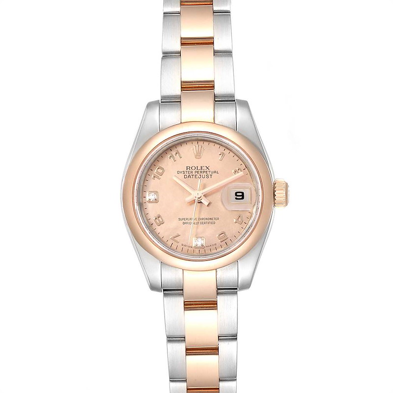 Rolex Datejust 26 Steel EveRose Gold Rose Diamond Dial Ladies Watch 179161 SwissWatchExpo