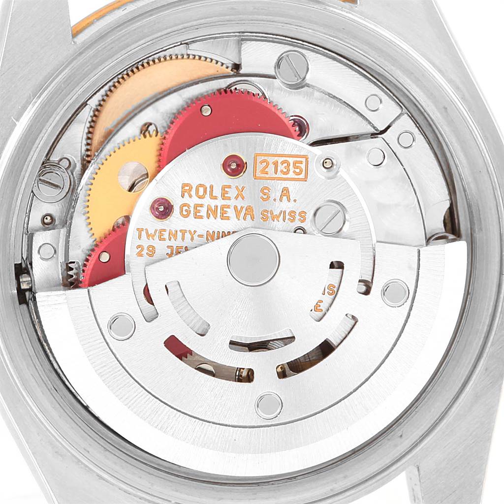 This image shows the internal mechanism and rotor of a Rolex Datejust 69173 Women's Stainless Steel Beige Dial 69173 Women's Stainless Steel Beige Dial watch, viewed from the back.