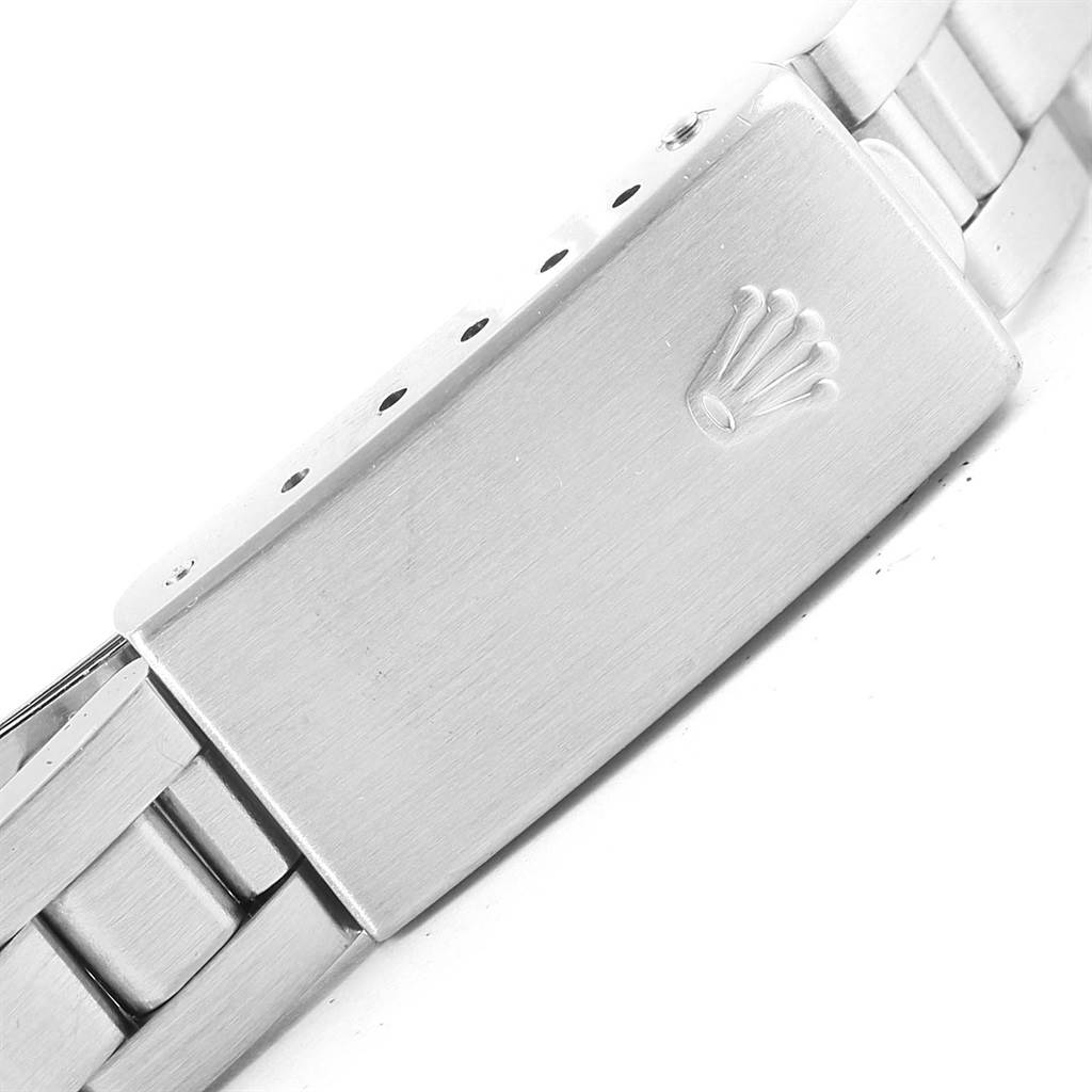 This image shows the clasp and part of the bracelet of a Rolex Datejust 79174 Women's Stainless Steel Mother of Pearl Dial 79174 Women's Stainless Steel Mother of Pearl Dial watch.